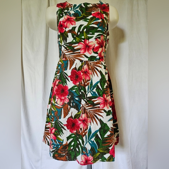 Anthropologie Everly Linen Blend Tropical Dress - Picture 7 of 10